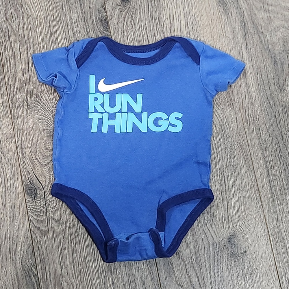 Nike Baby Boy Blue I Run Things Graphic Bodysuit Romper 0-3M